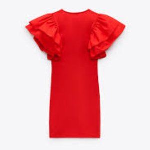 NWT! Women's Zara Red Ruffled Dress